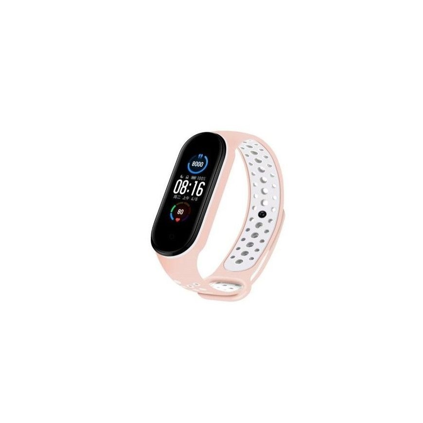 Silicone Wristband Strap for Xiaomi Mi Band 5 Dots Pink White