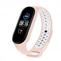 Silikona aproce Xiaomi Mi Band 5 punktu rozā baltā krāsā Silikona aproce Xiaomi Mi Band 5 punktu rozā baltā krāsā