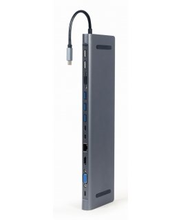 Gembird A-CM-COMBO9-01 sülearvuti dokk ja pordireplikaator USB 3.2 Gen 1 (3.1 Gen 1) Type-C Hall