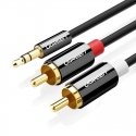 Kabelis 2xRCA - 3.5mm stereo spraudnis 5m melns AV116 UGREEN Kabelis 2xRCA - 3.5mm stereo spraudnis 5m melns AV116 UGREEN