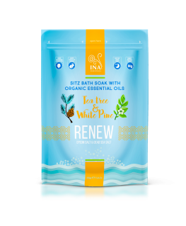 Ina Essentials „Renew“ arbatmedžio ir baltosios pušies vonios druska, 330 g