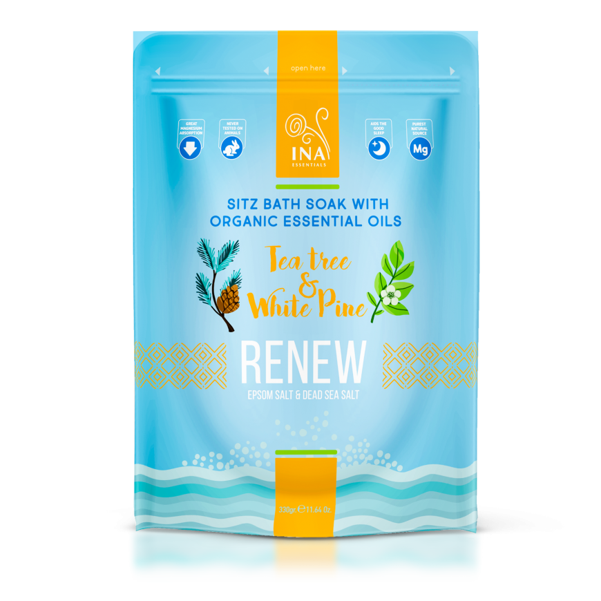 Ina Essentials „Renew“ teepuu ja valge mänd vannisool, 330 g