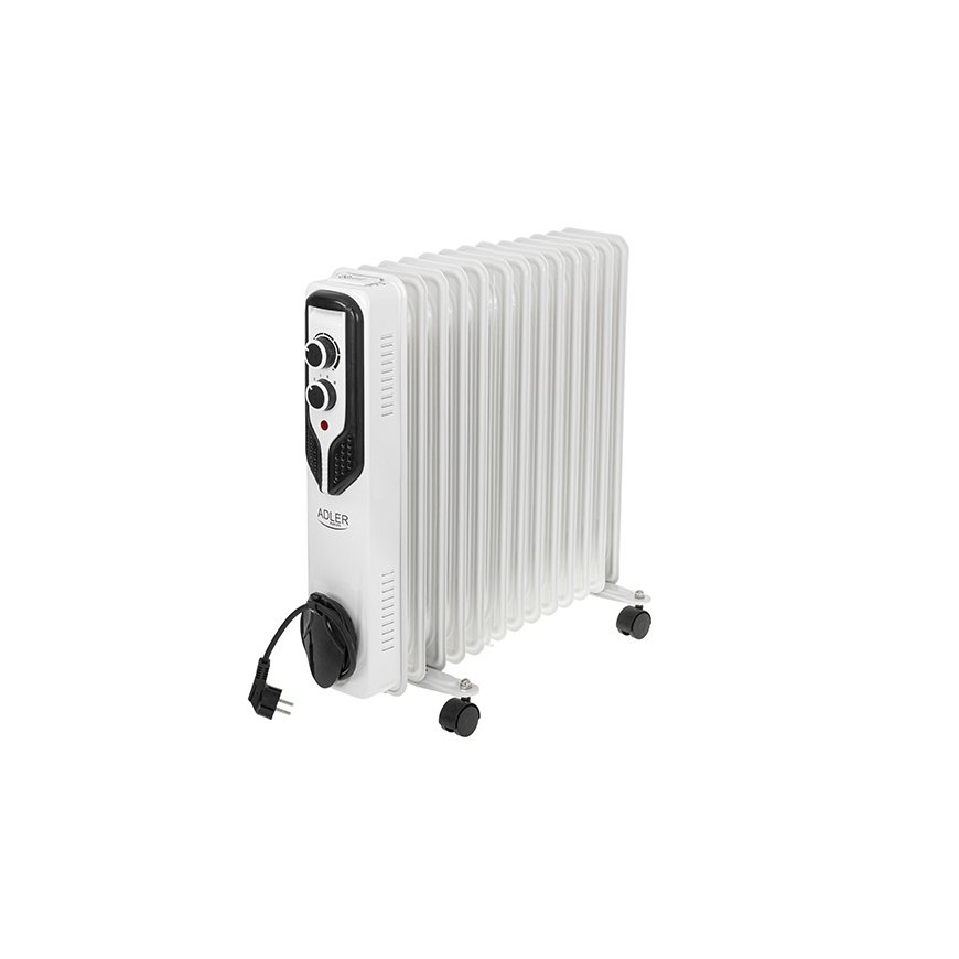 Adler AD 7818 telpu sildītājs Iekštelpas Balts 2500 W Elektriskais eļļas sildītājs