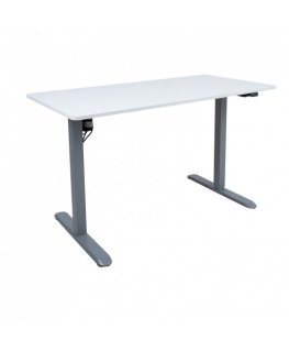 Home4You galda ERGO LIGHT ar 1 motoru 120x60xH73-118cm, balts/sudrabaini pelēks