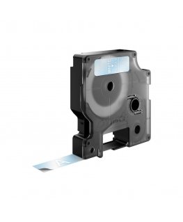 DYMO D1 Standard - White on Transparent - 12mm marķēšanas lenta Balts uz bezkrāsaina