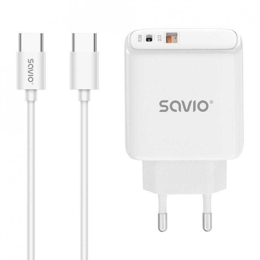 Savio LA-10 mobiilseadme laadija Mobiiltelefon, Telefon, Universaalne Valge USB Kiirlaadimine