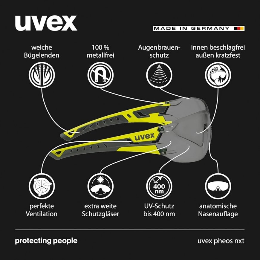 uvex pheos nxt CBR23 drošības brilles ar pretmiglas pārklājumu iekšpusē, ārpusē ārkārtīgi skrāpējumu izturīgas un ķīmiski izturī – 2