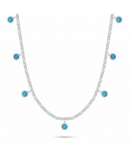 Brilio Silver Playful silver necklace with blue synthetic opals NCL209WB