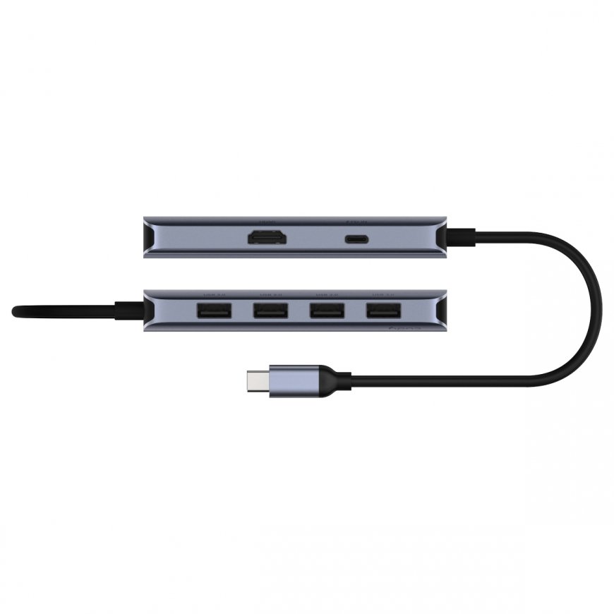 Cudy UH500 sąsajos šakotuvas USB 3.2 Gen 1 (3.1 Gen 1) Type-C 5000 Mbit/ai Pilka, Sidabras – 3
