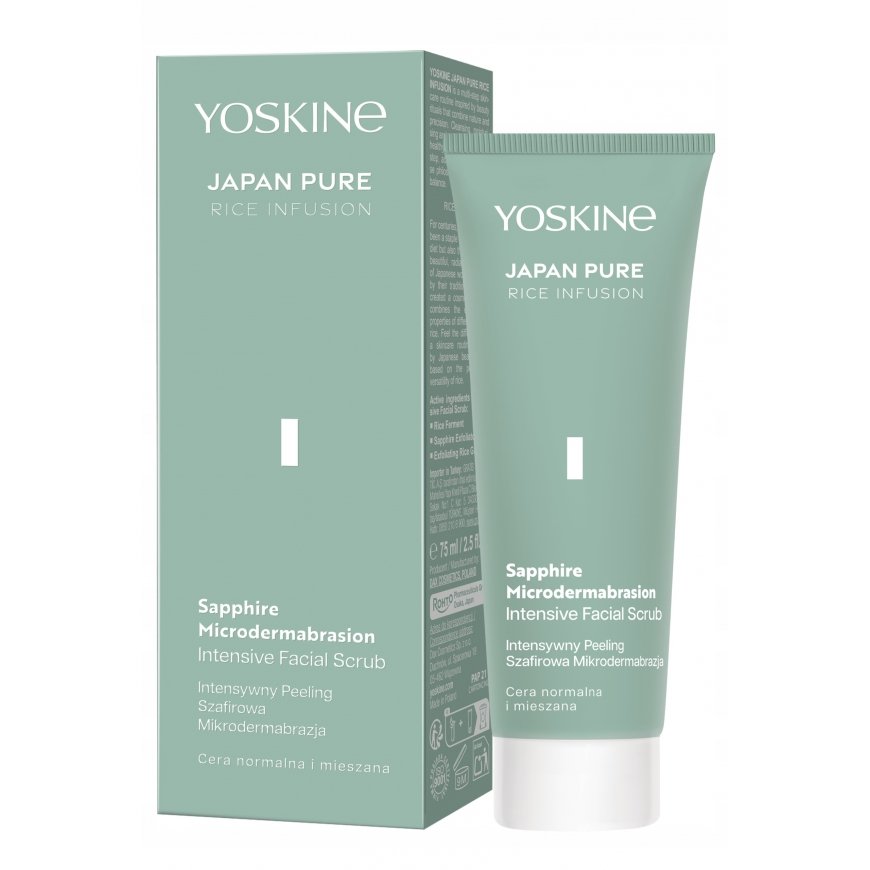 Yoskine, Japāna, Pure, Saphīra mikrodermabrāzija, eksfoliējošs, attīrošs skrubis, sejai, 75 ml – 2