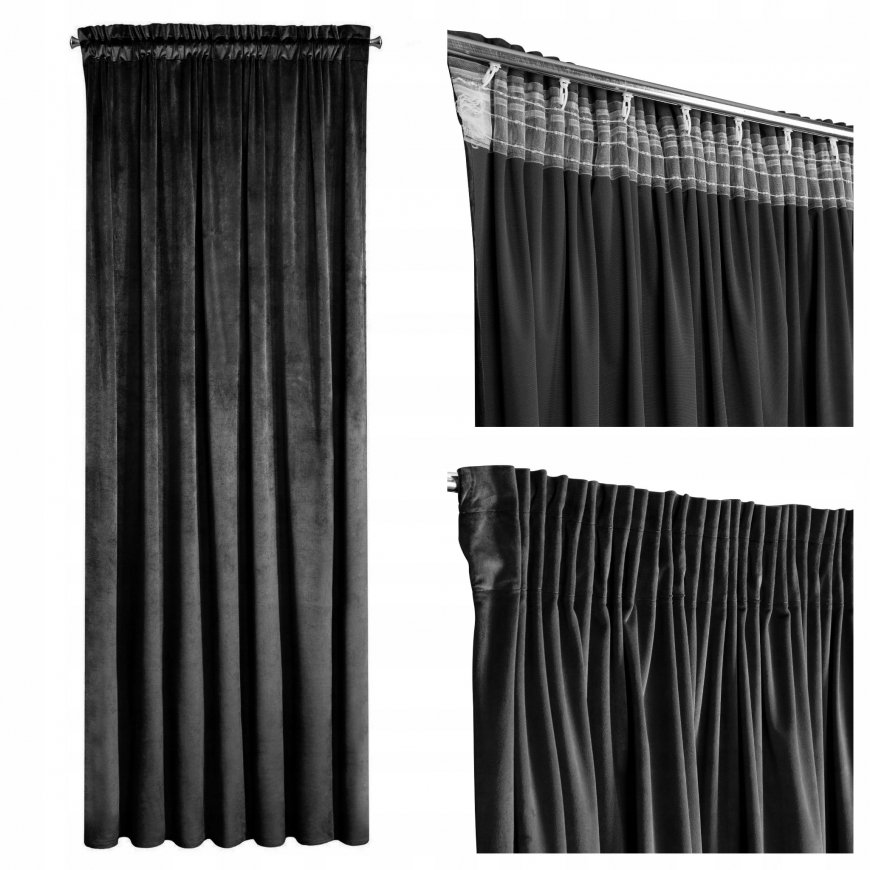 Eurofirany ZAS/MELANIE/BLACK 80X270 FLEX