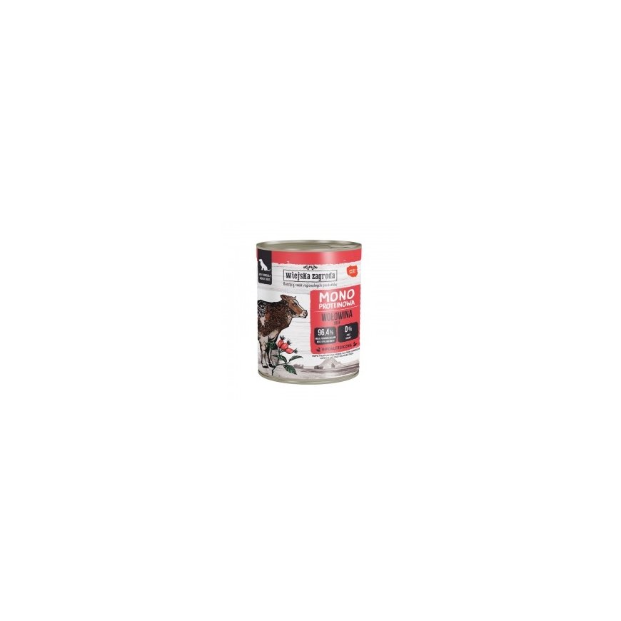 WIEJSKA ZAGRODA Monoproteiini Naudanliha - märkä koiranruoka - 500g