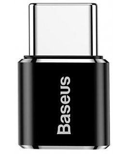 Baseus ABMU24ABK kaapelin sukupuolenvaihtaja microUSB Type-C musta, Hopea