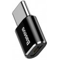 Baseus ABMU24ABK kabelių lizdinio / kištukinio jungčių tipo keitiklis microUSB Type-C Juoda, Sidabra