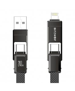 Blitzwolf BW-HDC7 4-ühes USB+C+Lightning kaabel 240W 1.2m (must)