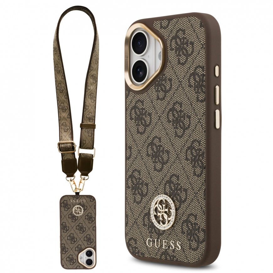 Guess 4G Strass Logo & Big Strap Metal Buttons MagSafe Case for – 2