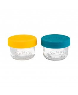 Kilner 65025024 ruoansäilytysrasia Pyöreä Setti 0,125 L Sininen, Läpinäkyvä, Keltainen 2 kpl