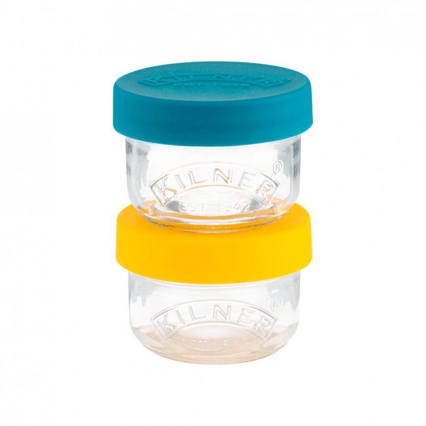 Kilner 65025024 indas maistui laikyti Turas Komplektas 0,125 L Mėlyna, Permatomas, Geltona 2 vnt – 2