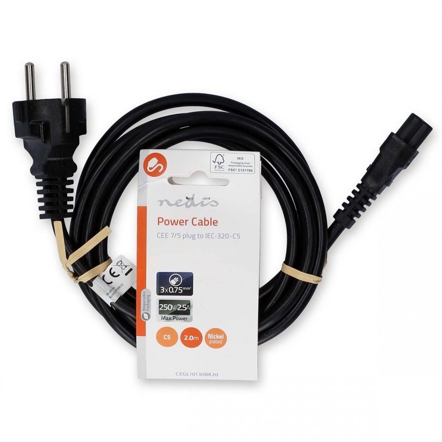 Nedis CEGL10130BK20 toitekaabel Must 2 m CEE7/17 CEE16/5 – 3