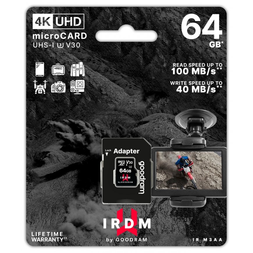 Goodram IRDM 64 GB MicroSDXC UHS-I Klasės 10 – 2