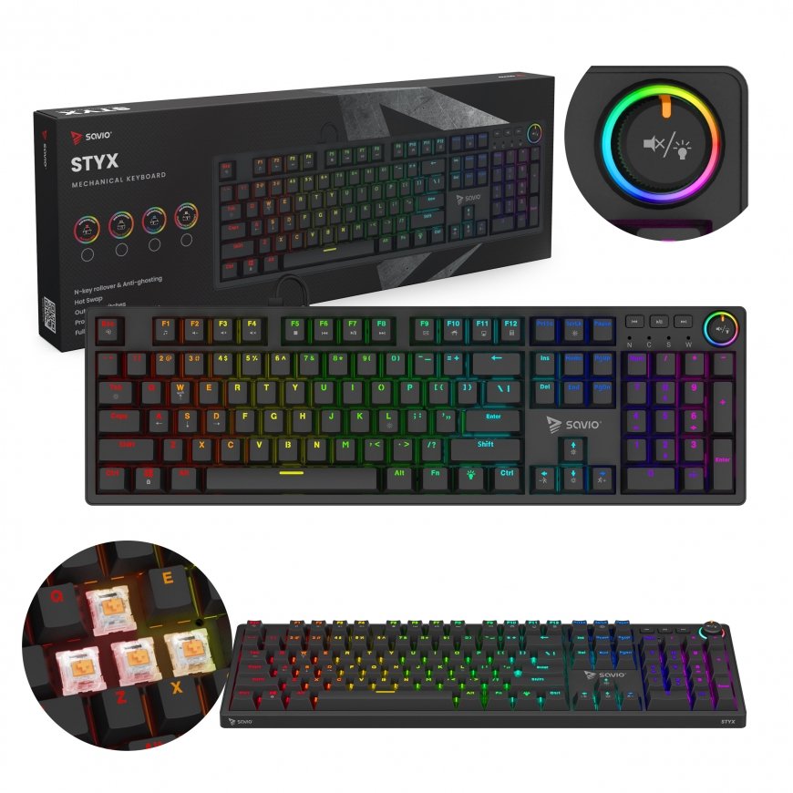 Savio STYX Outemu Peach Silent tastatūra