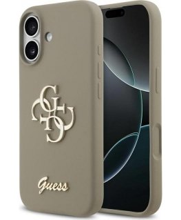 Guess silikoninis didelis 4G raštas dėklas iPhone 17 rudas