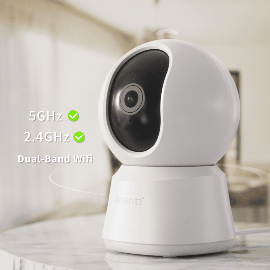 Arenti Vidinė 5G Wi-Fi UHD 3K/5MP Pan Tilt Zoom Privati Kamera