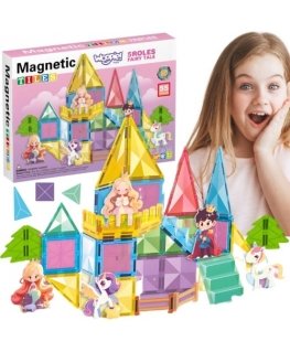 WOOPIE Magnētiskie Konstrukcijas Klocki 3D Izglītojošais Komplekts Pasaku Pils 55 gab.
