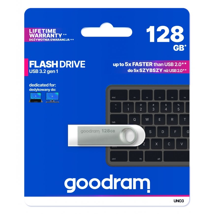 Goodram USB UNO3-1280S0R11 USB-välkmälu 128 GB USB tüüp A 3.2 Gen 1 (3.1 Gen 1) Hõbe – 3