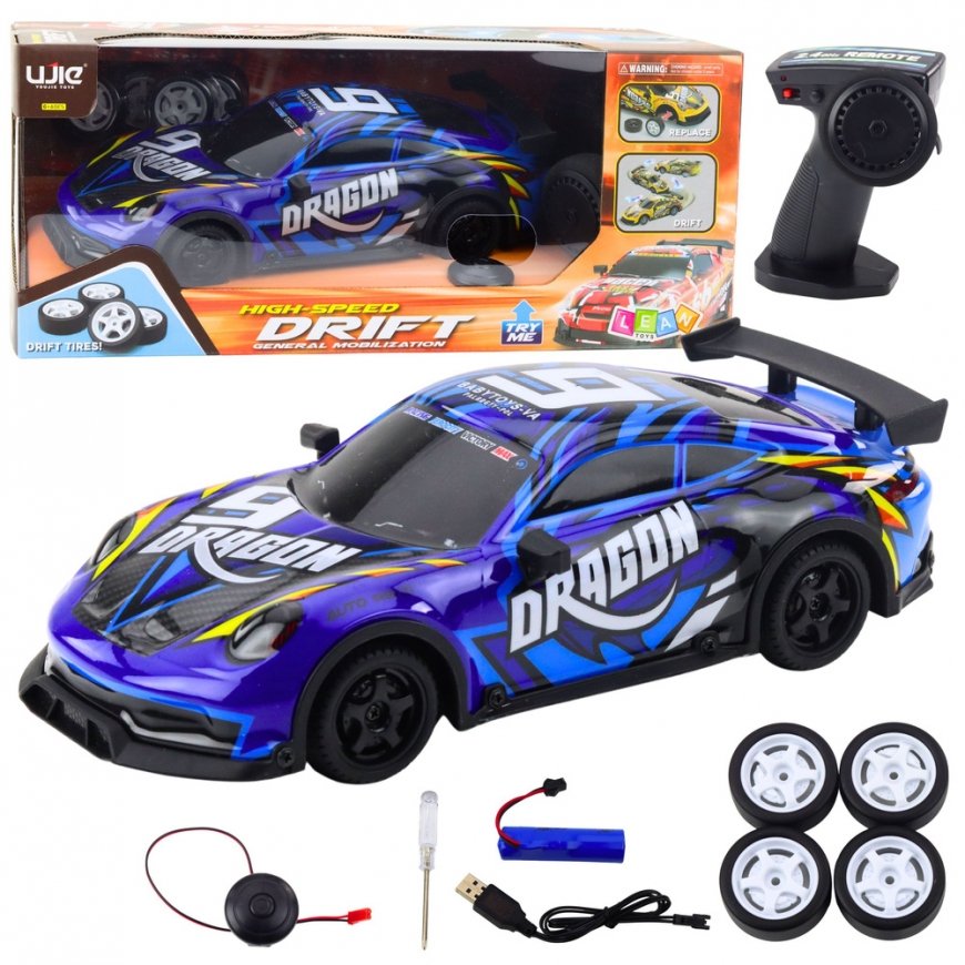 Lean Toys Remote Controlled Sports Car RC Illuminated Body Drift Blue – 2