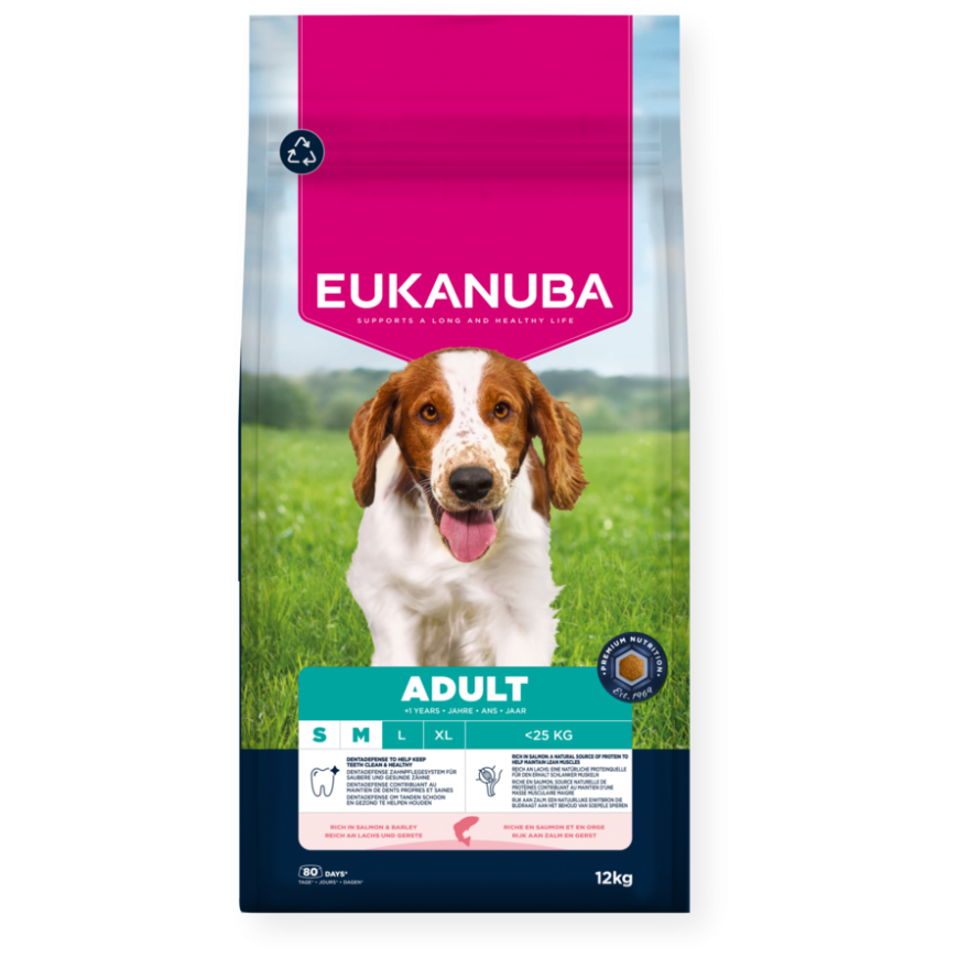 EUKANUBA Взрослый Малый/Средний Лосось и Ячмень 12кг