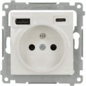 Kontaktas Simon GNIAZDO POJEDYNCZE Z ZASILACZEM USB DGZ1ZUSB2CA.01/11-SIMON54 Premium 230 V 16 A