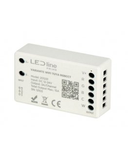 LED juostų valdiklis RGB+CCT, 12/24Vdc, 15A, valdomas RF, Wi-Fi, TUYA, LED line PRIME