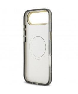 Dėklas GUESS futeraal IPHONE 17 Air jaoks, ühilduv MagSafe'iga GUHMP17MHFLPEDK (IML Metal Glitter Flowers Triangle) must