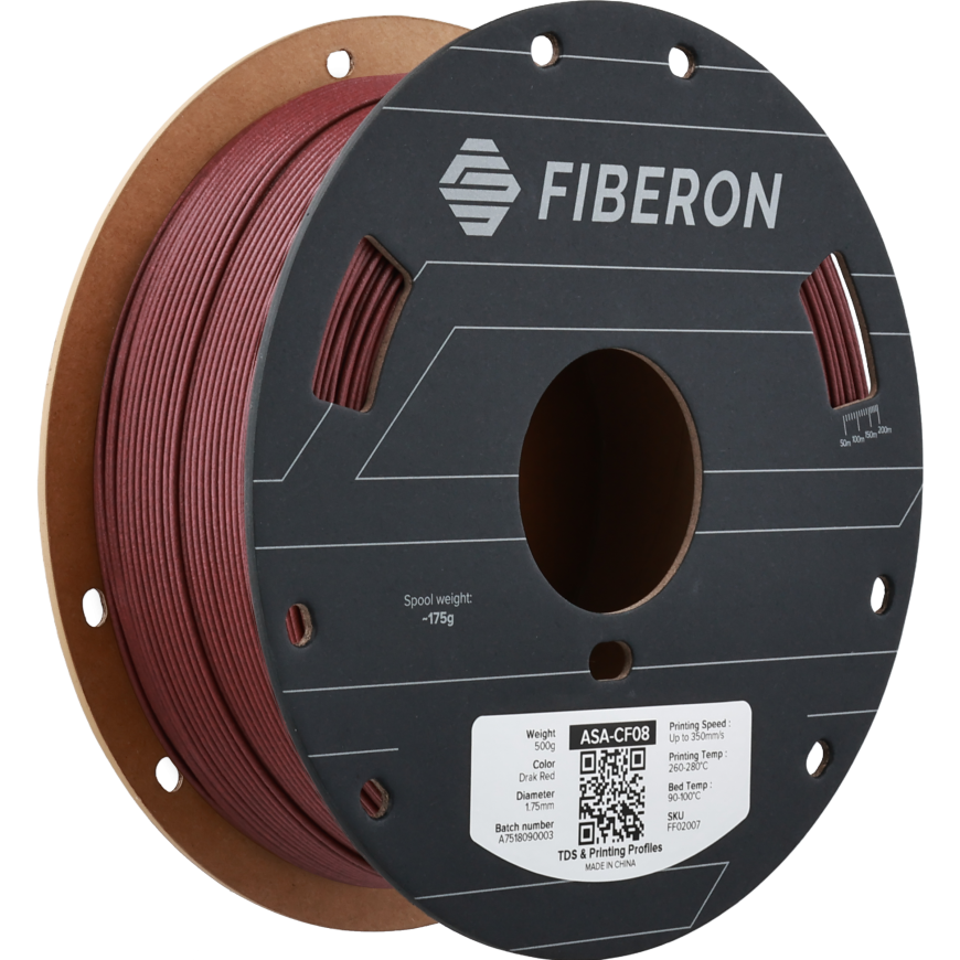 Polymaker Fiberon ASA-CF08 plastmasa - Tumši sarkana