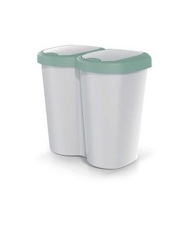 Prosperplast "Compacta B Duo" atkritumu tvertne, zaļa/putekļu trauks, ietilpība 40 l, viens nodalījums, divi vāki, uzstādāma pie