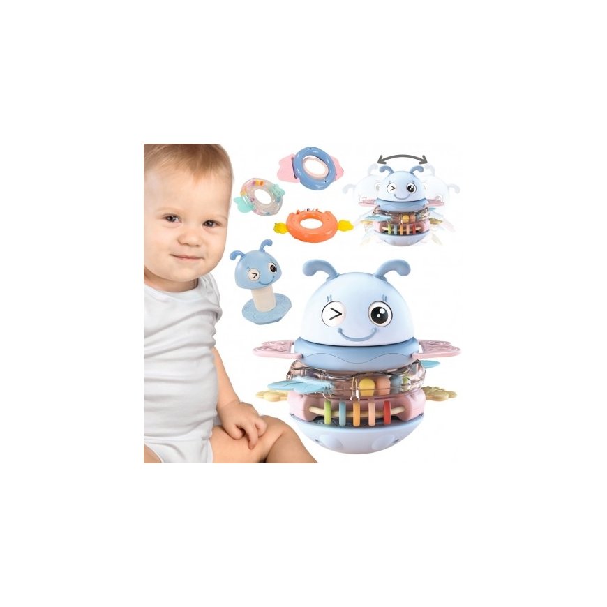 WOOPIE Baby Wańka Wstańka Sensory Toy 2-in-1 Rattle Teether