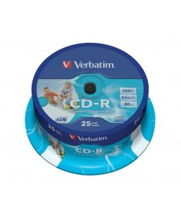 Verbatim CD-R AZO Wide Inkjet Printable 700 MB 52x 25 tk