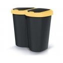Prosperplast „Compacta B Duo“ atkritumu tvertne, dzeltena/melna, ietilpība 40 l, viens nodalījums, divi vāki, uzstādāma pie sien Prosperplast „Compacta B Duo“ atkritumu tvertne, dzeltena/melna, ietilpība 40 l, viens nodalījums, divi vāki, uzstādāma pie sien