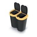 Prosperplast "Compacta B Duo" trash bin, yellow/black, capacity 40 l, one compartment, two lids, wall-mounted, NDBS40-1215C_S411 Prosperplast "Compacta B Duo" trash bin, yellow/black, capacity 40 l, one compartment, two lids, wall-mounted, NDBS40-1215C_S411