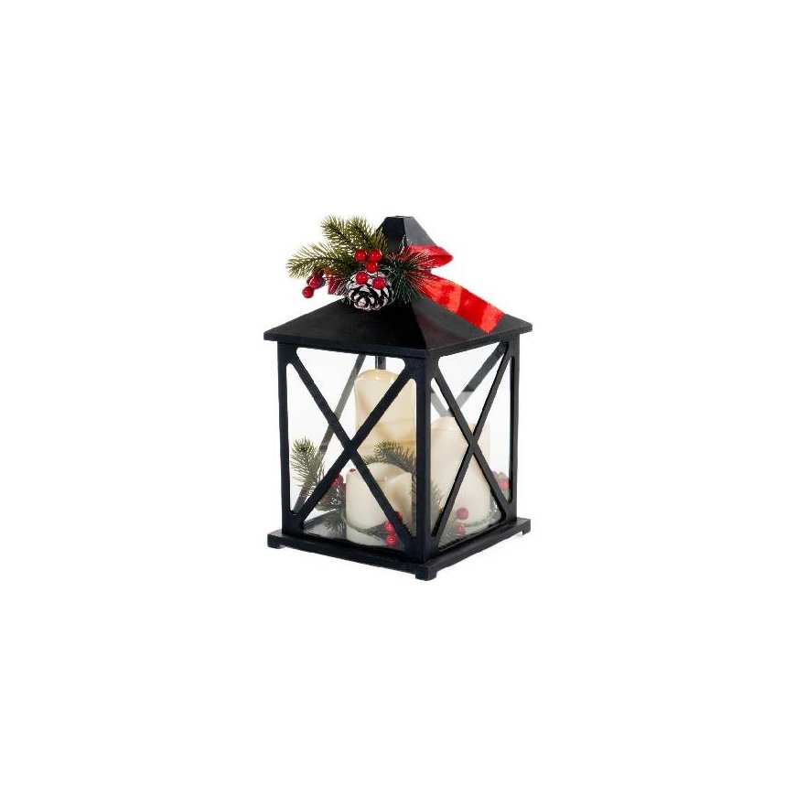 Fééric Lights and Christmas Lantern with three candles and branches, LED – 2