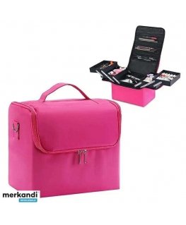 ATL Cosmetics case with a multi-layer storage system, 24x28x19 cm, pink