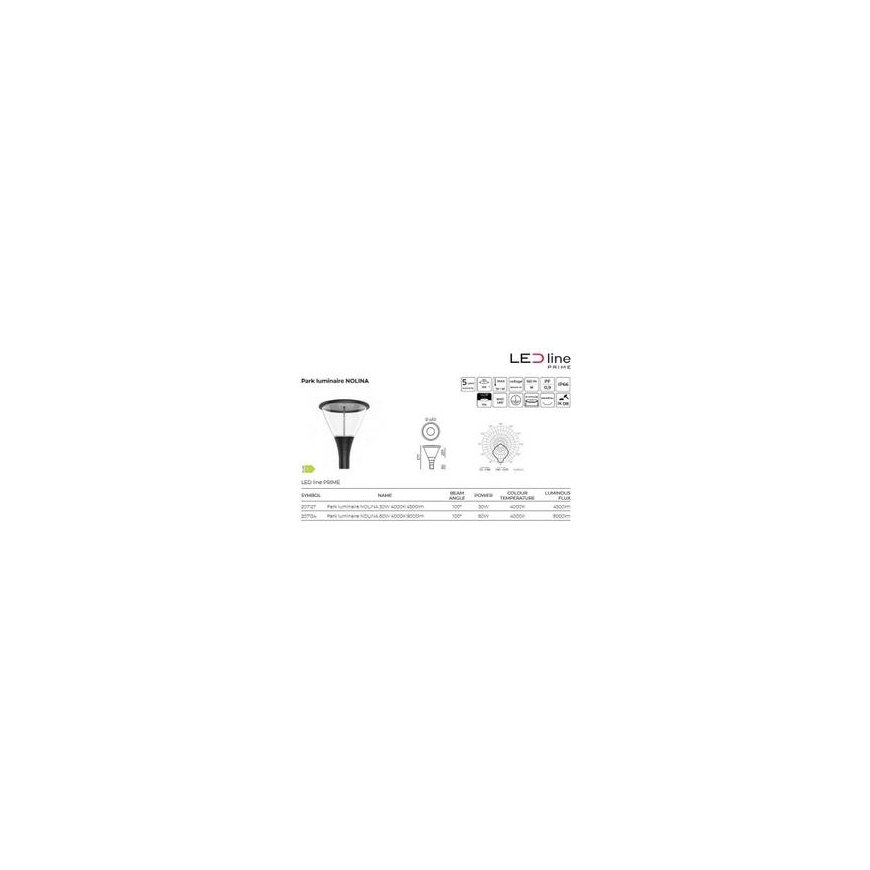 Led Line Prime Parko šviestuvas NOLINA, 230Vac, 60W, 9000lm, must