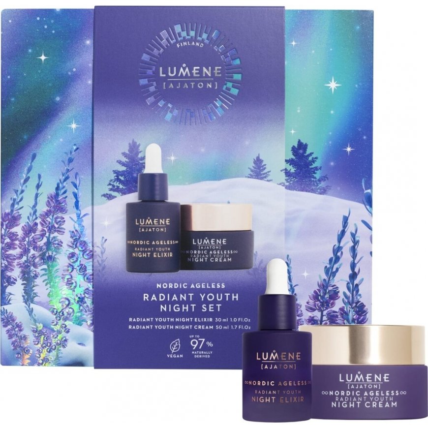 Lumene 'Nordic Ageless' [Timeless] 'Radiant Youth' face set, serum 30 ml + face cream 50 ml – 2