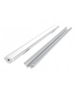 Led Line Prime LED profilio komplektas, 2m, kampinis, baltas, su baltu dangteliu, laikikliais ir aklėmis