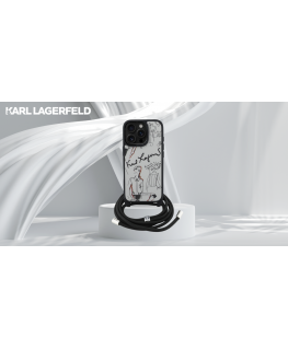 Karl Lagerfeld case for IPHONE 16 PRO KLHCP16LPGGRMPCG, compatible with MagSafe (CRSSBY tempered PU with pattern and logo), gray