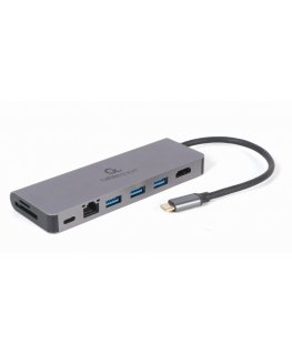 Gembird A-CM-COMBO5-05 sąsajos šakotuvas USB 3.2 Gen 1 (3.1 Gen 1) Type-C 5000 Mbit/ai Pilka