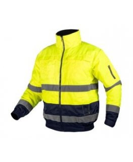 Neo Tools veikala redzamā darba jaka, viegli mīkstināta, bomber stila jaka, dzeltena, XXL izmērs