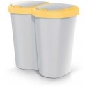 Prosperplast "Compacta B Duo" trash bin, yellow/ash color, capacity 40 l, one compartment, two lids, wall-mounted, NDBS40-1215C_ Prosperplast "Compacta B Duo" trash bin, yellow/ash color, capacity 40 l, one compartment, two lids, wall-mounted, NDBS40-1215C_