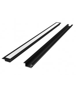 Led Line Prime LED profile set, 2m, recessed, black, with white cover and end caps